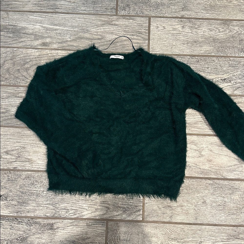 Mango Teal Fuzzy Sweater